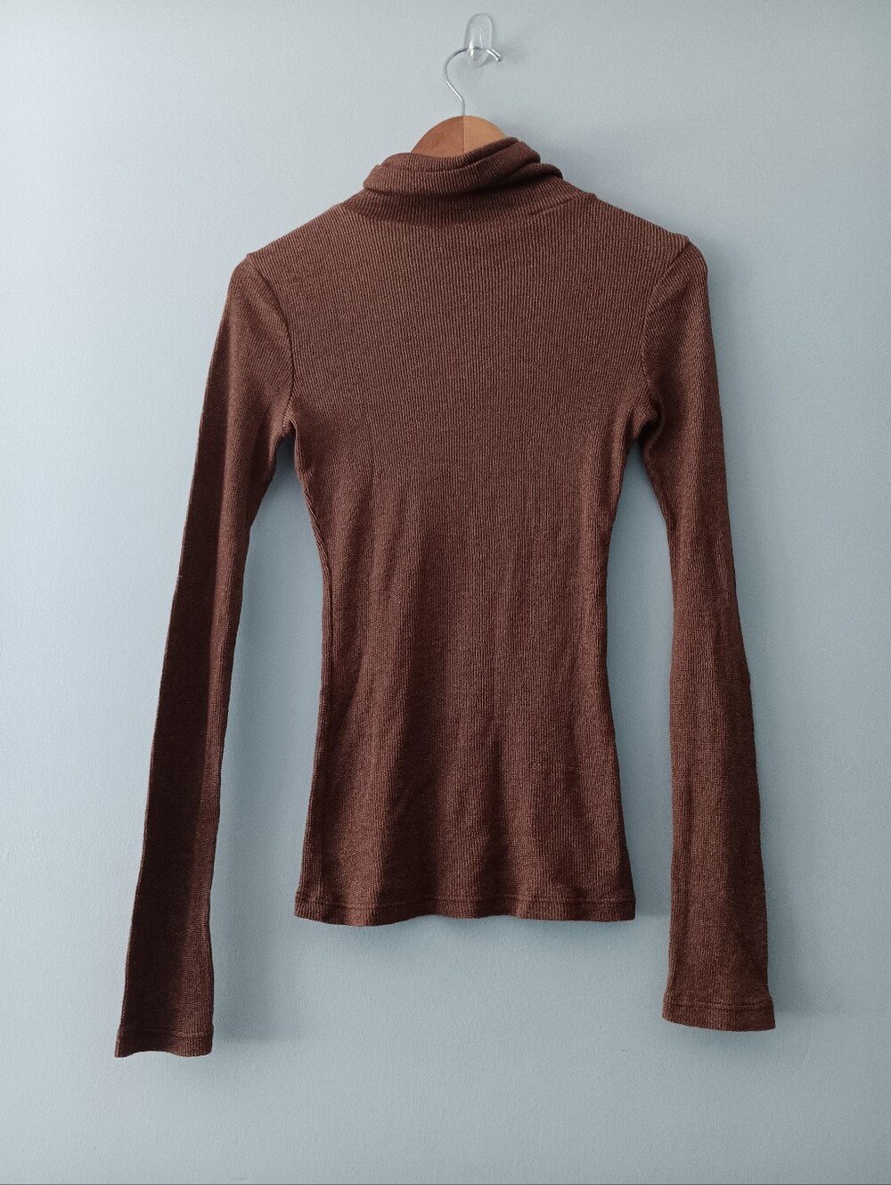 Michael Stars Shine Metallic Turtleneck Top OS Long Sleeve Ribbed Knit Gold